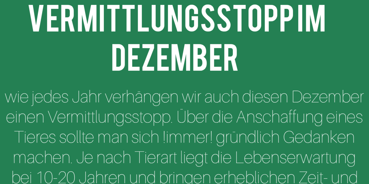 Vermittlungsstopp im Dezember